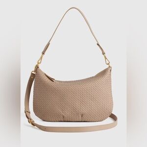 Quince Italian Leather Convertible Crescent Handwoven Shoulder Bag